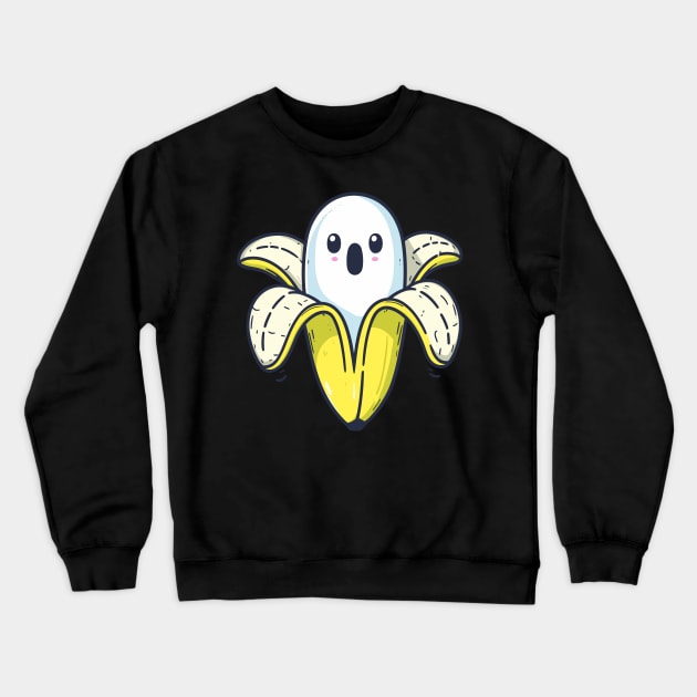 Boonana Funny Cute Banana Ghost Halloween Banana Lover Crewneck Sweatshirt by Evgmerk